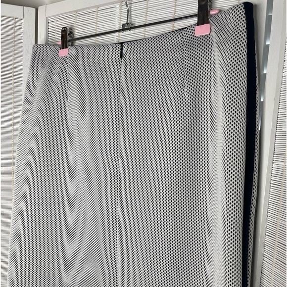 Akris Punto White and Navy Mesh Skirt Size 10 Side Stripes New with Tags - Picture 4 of 7